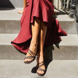 COCLICO Shoes Diana Wedge sandal Black Leather Womens size 10 | 41 Eur